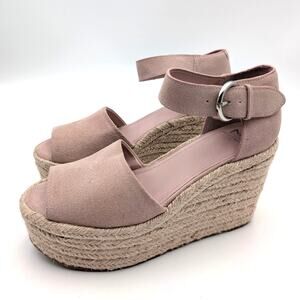 Marc Fisher LTD Nelly Wedge Espadrilles Sandal Women's Pale Blush Size US9.5M